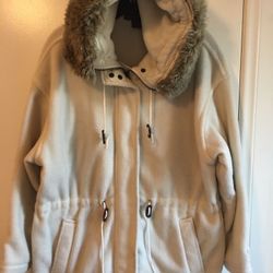 Banana Republic Faux Fur-Lined Hood Fleece Coat