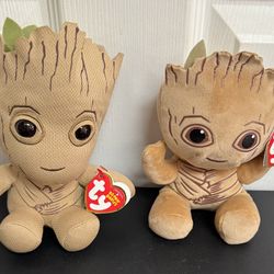 NEW w TAGS Marvel Avengers Guardians of the Galaxy Groot TY Plush $5 each or $8 for Both xox
