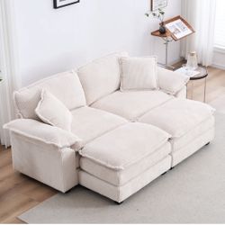 Oversized Corduroy Couch With Ottomans