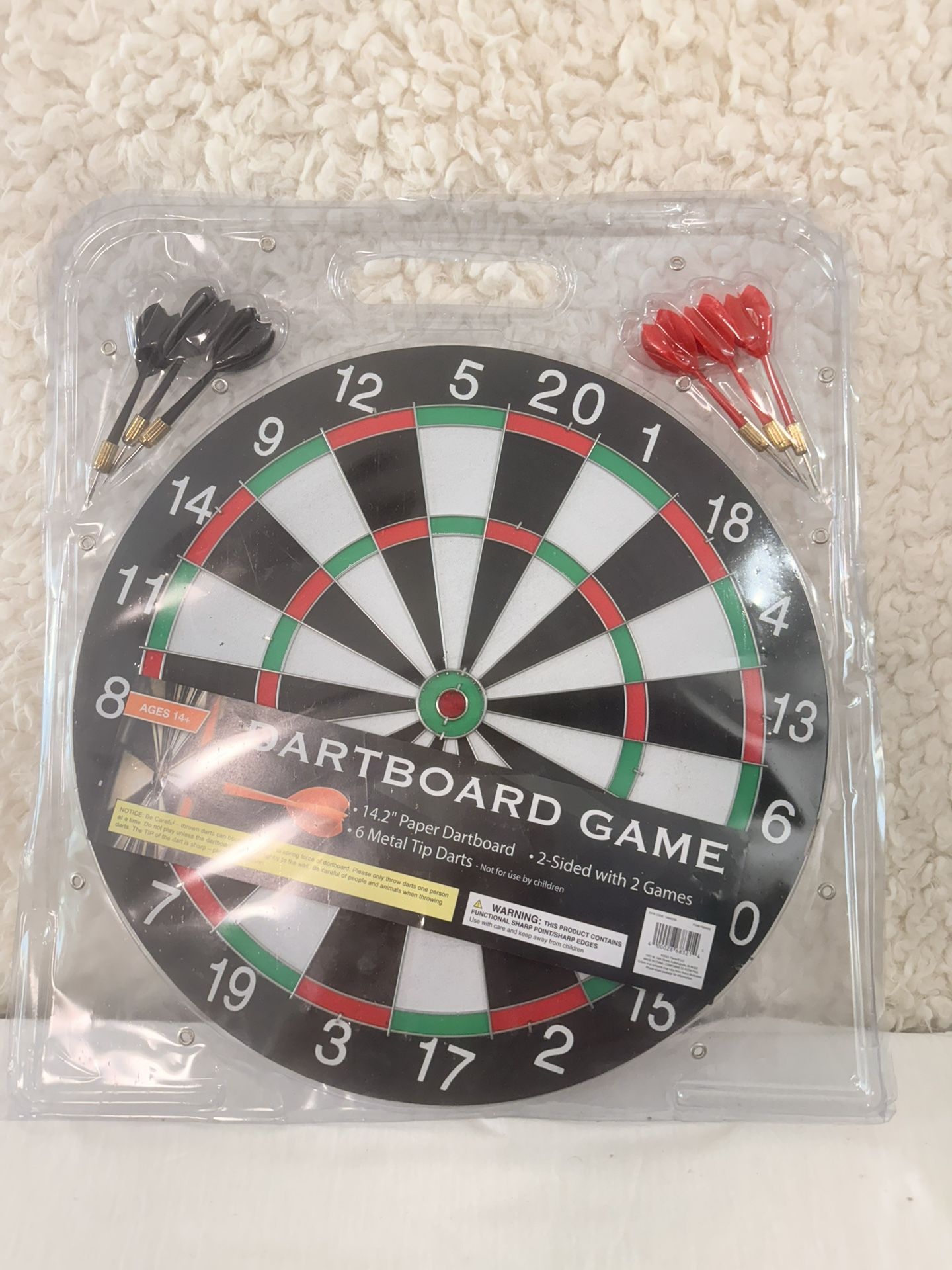 New Dart Board Game - 2 Sides - 2 Games In 1 - Metal Tip Darts