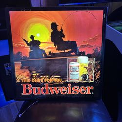 Budweiser fishing Scene Lighted Beer Sign