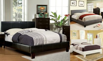 Platform Bed Leatherette 4 SIZES NEW 3 Colors to choose