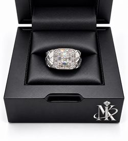 925 Sterling Silver 2.00CTW MOISSANITE Square Halo Men’s Ring Size 10 or 11