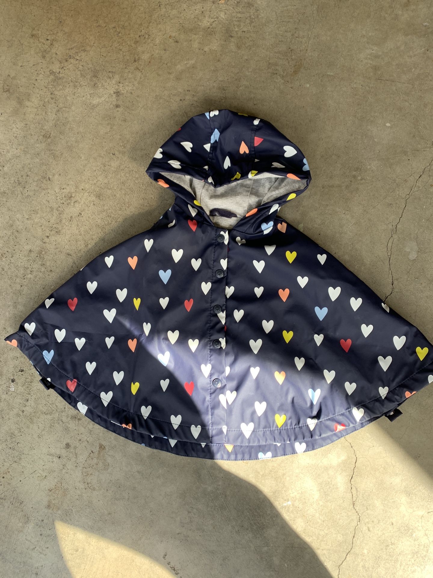Baby Girls Gymboree Hooded Rain Poncho 0~ 3 years old, blue, hearts