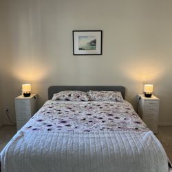 IIKEA Queen Bed With Mattress And Topper