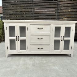 Rustic Farmhouse Country Sideboard | Hallway Kitchen Dining Room Bar Furniture | Antique White Storage Organization
