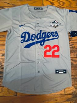 Grey Los Angeles dodgers Clayton Kershaw jersey  Fernando patch World Series