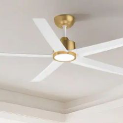 QRMOK 52 in. Indoor, Outdoor White LED Ceiling Fan with Remote, Reversible Quiet DC Motor and 5 Blades 3 CCT Light