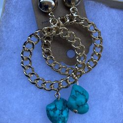 Handmade Gold Turquoise Earrings 