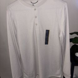 All in Motion Men’s Long Sleeve Henley Shirt (Cream) – Size Small – New w/ Tags