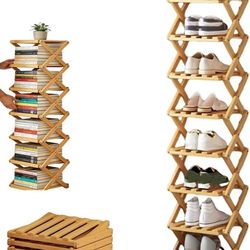 Foldable Bamboo Shoe Rack 👟 | Space-Saving 9 Tier Storage for Small Spaces