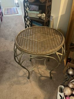 Glass Wicker Table