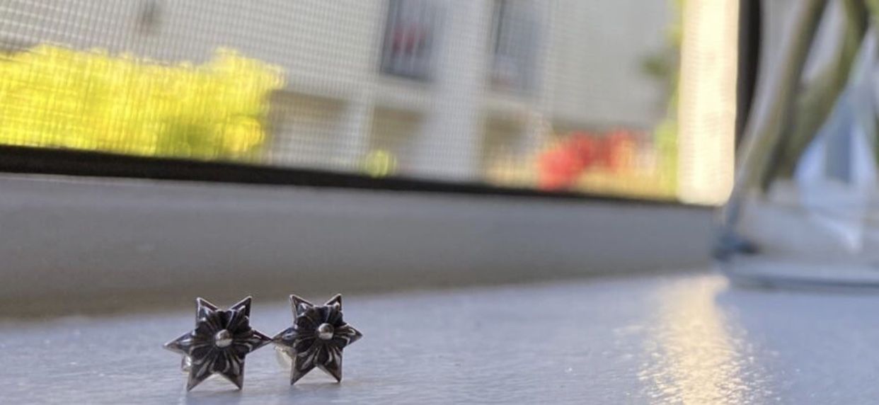 CHROME HEARTS .925 Silver, Six Point Star, Stud Earrings