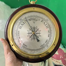 Vintage West Germany Barometer – Wood & Brass