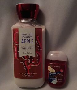 New Bath and Body Works Winter Candy Apple Body Lotion and hand sanitizer Christmas gift set