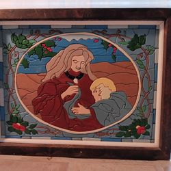 Virgin Mary And Baby Jesus Stained Glass Piece 