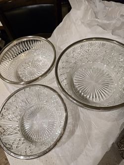 Glass Silver Rim Bowl Set