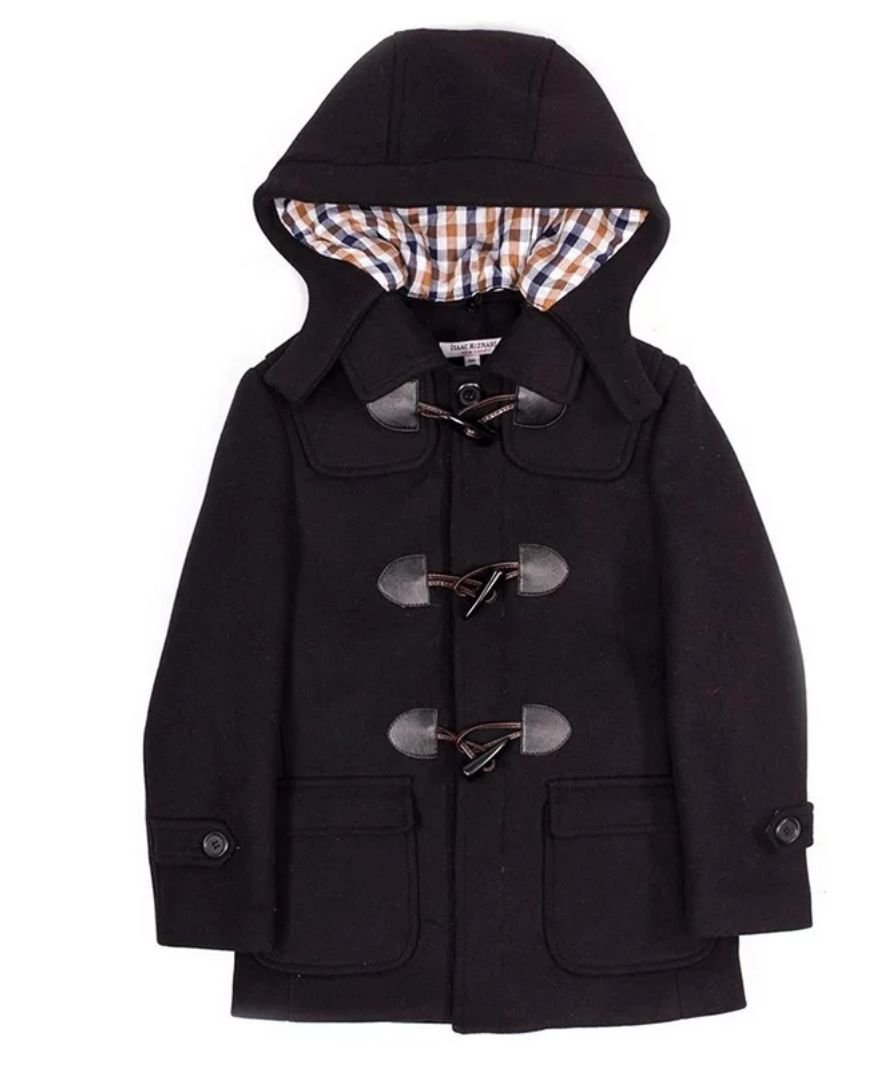 Isaac Mizrahi Boy's Solid Wool Toggle Coat with Removble hood