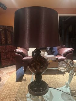 Table Lamp with Tortoiseshell Glass Base