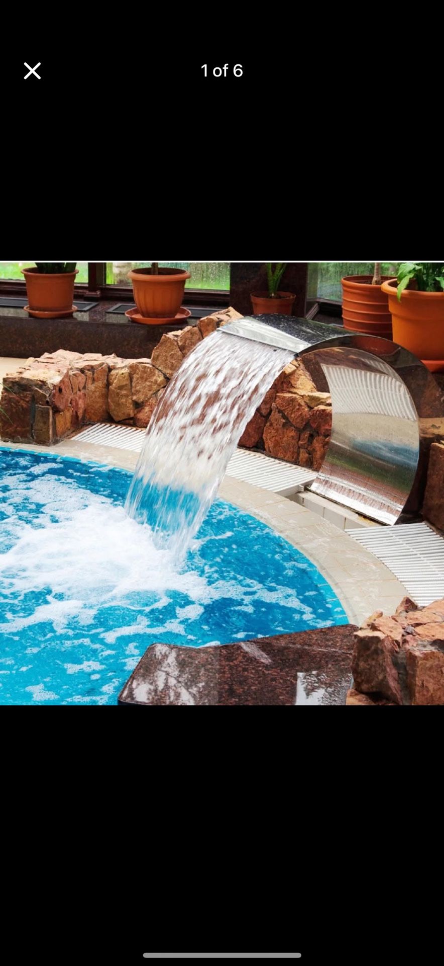 15.4" Stainless Steel Pool Waterfall Fountain – Outdoor Pond Water Feature