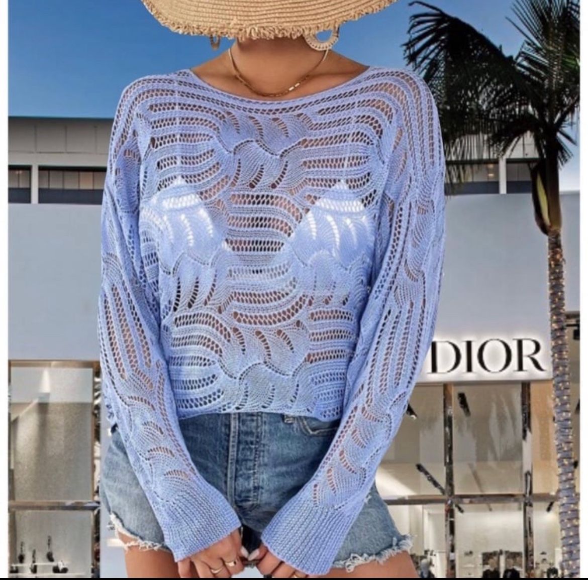 Nwt Lavishly Paris Gorgeously Dusty Lavender Net Style Knit Sweater