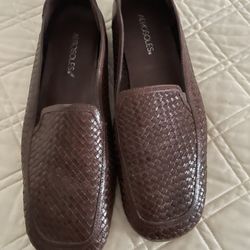 Mens Comfortable Aerosoles Brown Basket Weave Flat Soles 11US