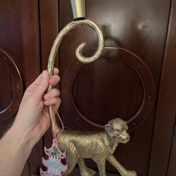 gold monkey candle holder