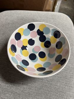 White Bowl with Colorful Polka Dots