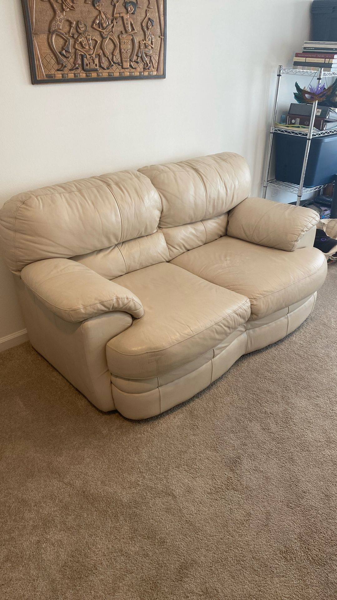 White Leather Loveseat