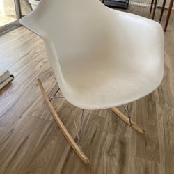 White Mid-Century Modern Rocking Chair