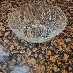 Vintage Glass Diamond Pattern Salad Bowl