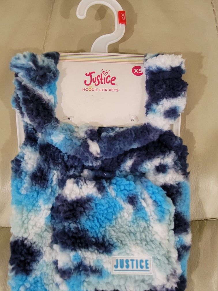 Justice Pet Polyester Tie Dye Sherpa Hoodie Dog Jacket Size XS