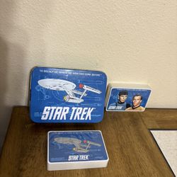 Vintage STAR TREK 1992 & 1982 Enesco Playing Cards in Tin Box 2  Sealed Decks