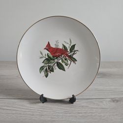 Cardinal Bird Plate by Schumann Arzberg Germany~ 7.5 Inches + Gold Trim
