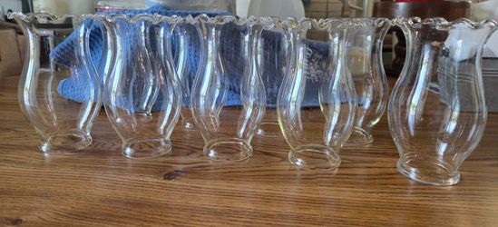 Set of 9 chandelier, oil lamps or candle shades with Ruffled Top