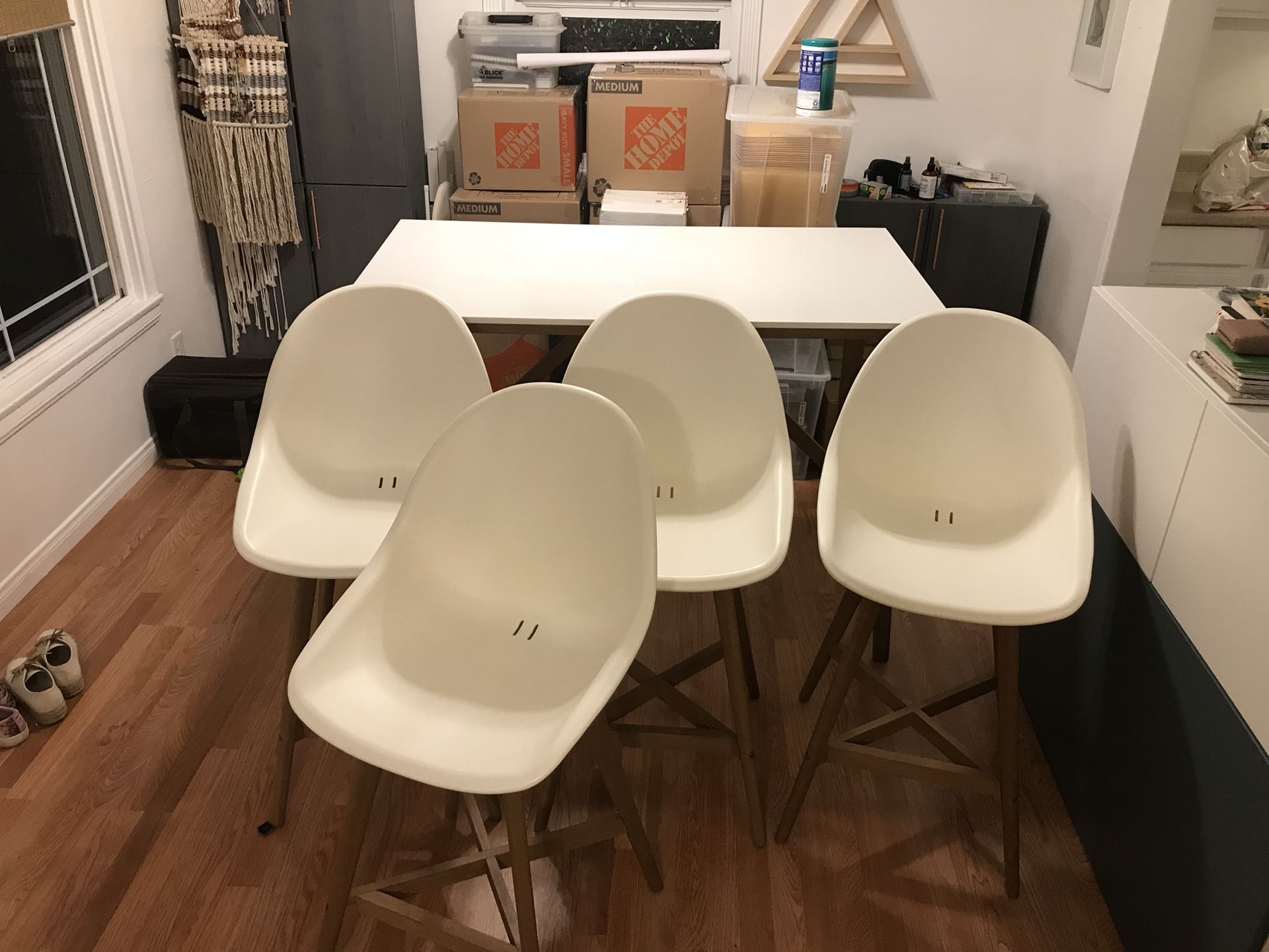 IKEA Fanbyn 38” Tall Bar Table with (4) Barstool Chairs for Sale in