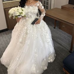 Custom made Elegant Floral Wedding Dress