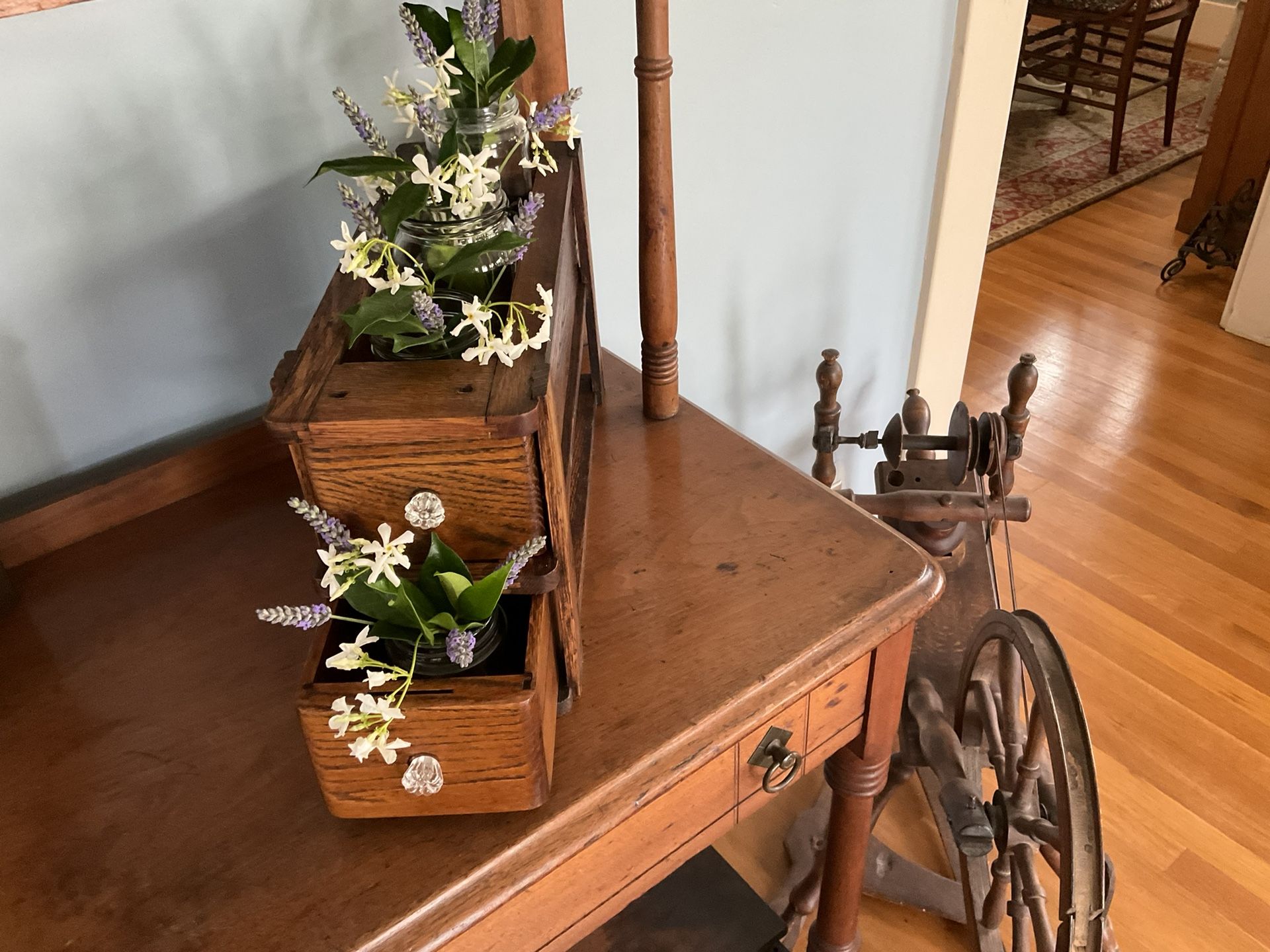 Repurposed Antique Sewing Machine Cabinet Drawers Planter / Storage Box