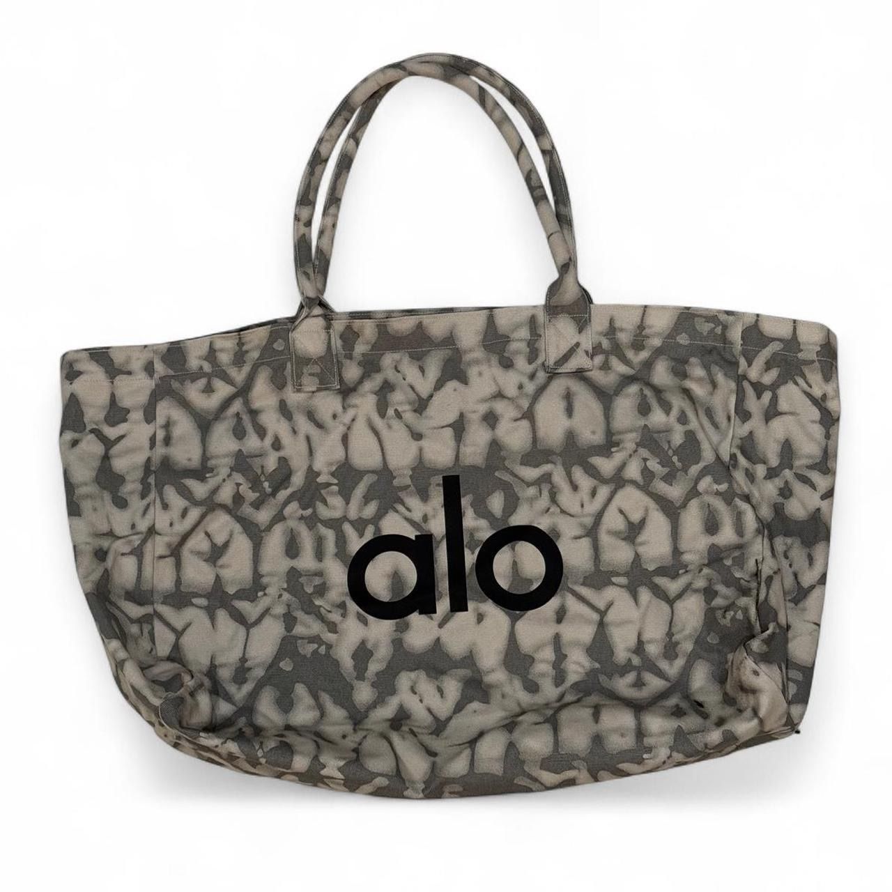 Alo Yoga black and white tie dye tote bag