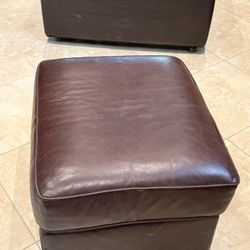Brown Leather Ottoman