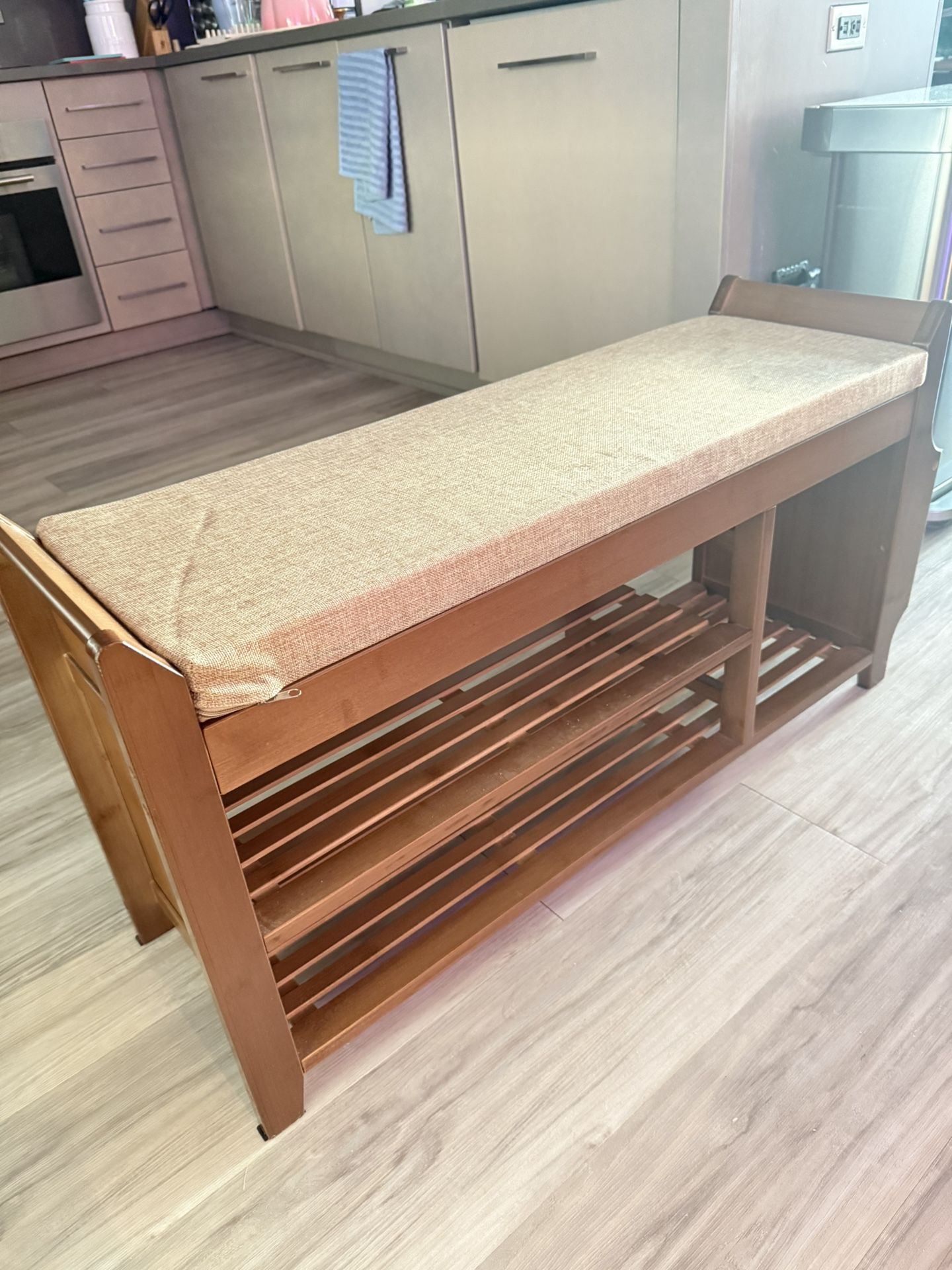 Bamboo Bench With Shoe Rack