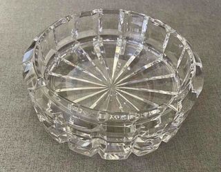 Mid-Century 1970s Round Crystal Grid Ashtray Dish Catchall Home Decor