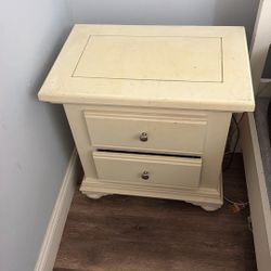 Off White Nightstand- Solid Wood