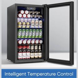 3.2 Cu.Ft Mini Fridge with Glass Door - 126 Can Beverage