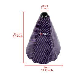 Brand New Universal TRD Carbon Fiber Purple Leather PVC Style Black Stitch Leather Gear Manual Shifter Shift Knob Boot