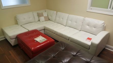 sectional sofa new in boxes white leather