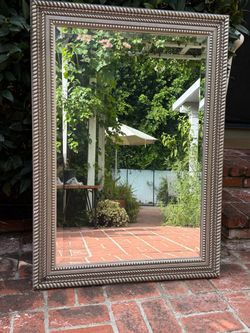 Large Wall Mirror with Silver Ornate Frame