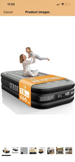 Air Mattress Twin with Built-in Pump 18", Comfortable Self-Inflating Air Mattress with High-Speed Pump, Durable Blow Up Mattress Twin with Storage Bag