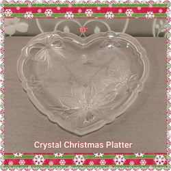 ETCHED HEART SHAPED CHRISTMAS PLATTER
