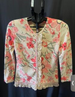 Vintage Floral Angora Cardigan β Blumarine Suspected β M
